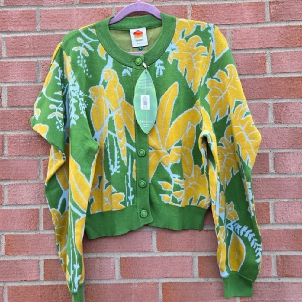 Green Foliage Sketch Knit Cardigan - Picture 6 of 7